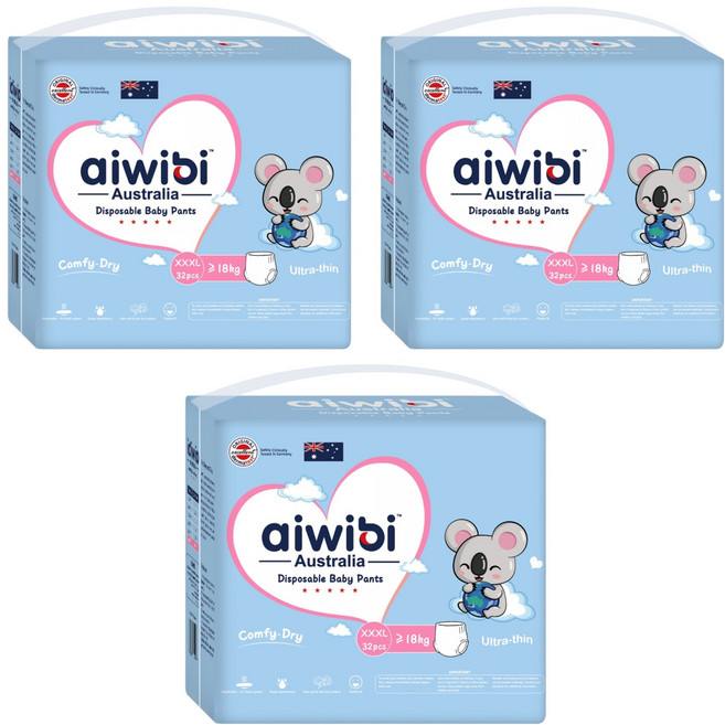 aiwibi 愛薇彼 清新乾爽褲型紙尿褲 18kg以上, 96片, XXXL