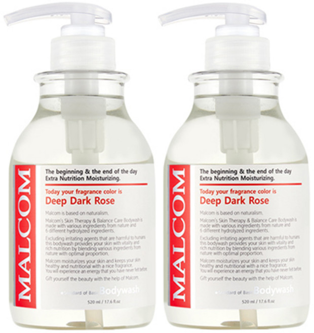 말콤 바디워시 딥 다크로즈, 520ml, 2개