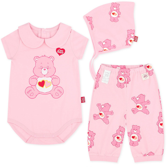 케이베어 출산 백일 돌 베이비 오가닉 선물 3종세트 바디수트 + 올오버팬츠 + 모자