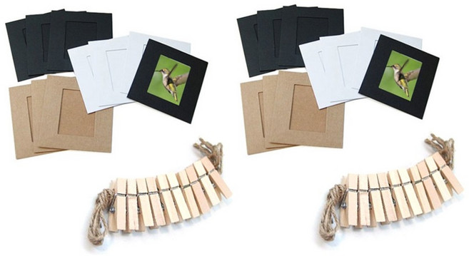 재미월드 노끈사진걸이 사진집게 20p + 대지 20p, 랜덤발송, 1세트