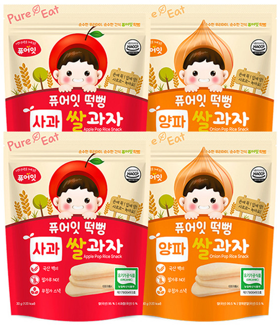 퓨어잇 사과떡뻥 2p + 양파떡뻥 2p, 사과, 양파, 1세트