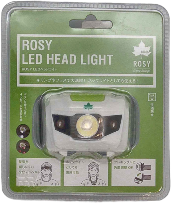 LOGOS ROXY LED頭燈 綠色 IPX4生活防水 可調整角度, 1個
