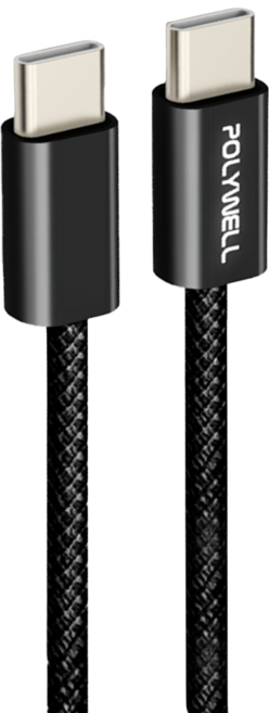 POLYWELL 寶利威爾 Type-C to Type-C PD編織快充線 3A 60W PW15-W45-M815, 3m, 黑色, 1條