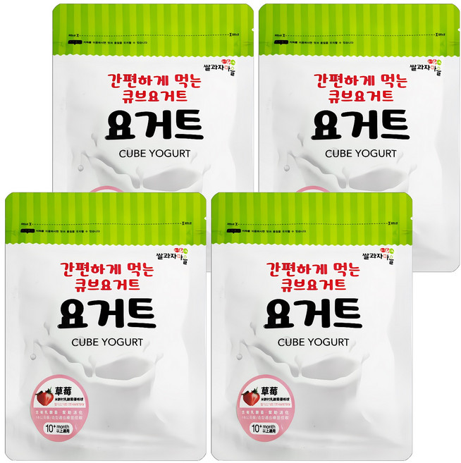 Ssalgwaja 米餅村 乳酸菌優格球, 草莓, 16g, 4包