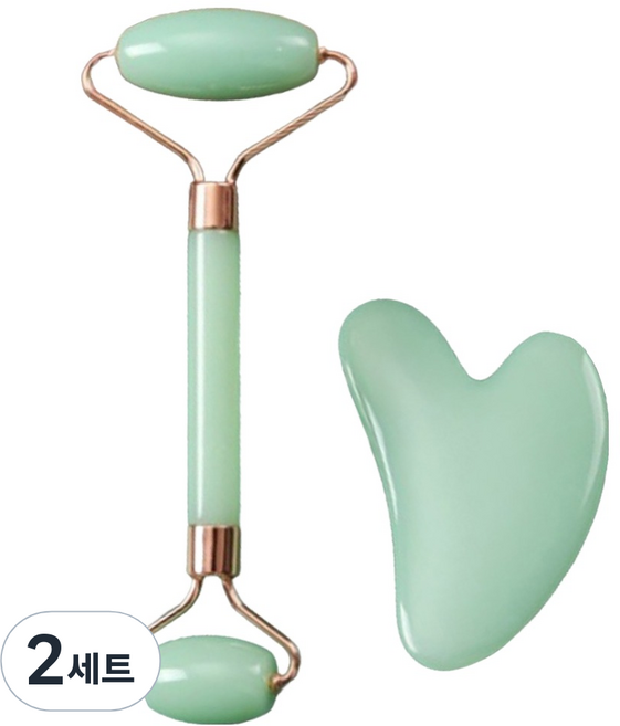 Alwaily 雙頭臉部滾輪 + 刮痧按摩器套組 TSP2514, 2套, 綠色