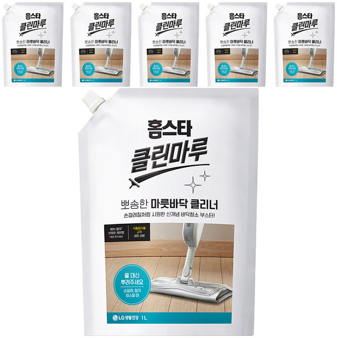 홈스타 클린마루 마룻바닥 클리너 화이트 레몬향 리필, 6개, 1L