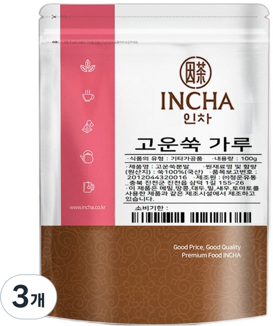 인차 국내산 고운쑥 가루, 100g, 3개