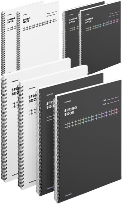 모트모트 스프링북 룰드 노트 2종 세트, 화이트 + 다크호스, 2세트