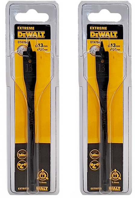 DEWALT 得偉 13.0x152六角軸木工扁平鑽頭 DT4764-QZ, 2支