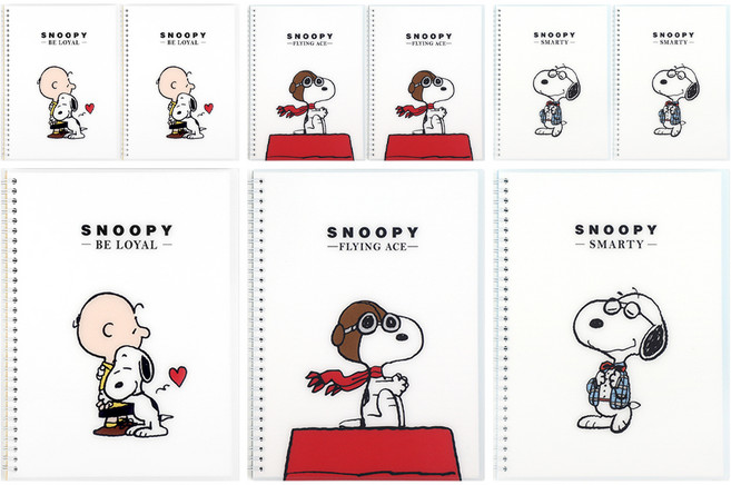 피너츠 스누피 PP 노트 3종 세트, 혼합색상, 3세트