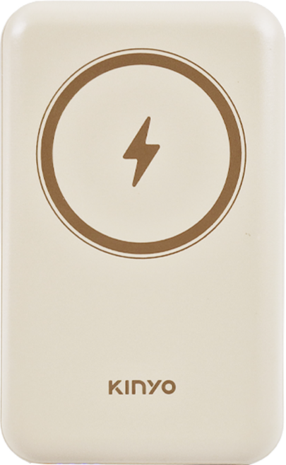 Kinyo 磁吸無線充電行動電源 Type-C + USB-A, KPB-2304, 黃色
