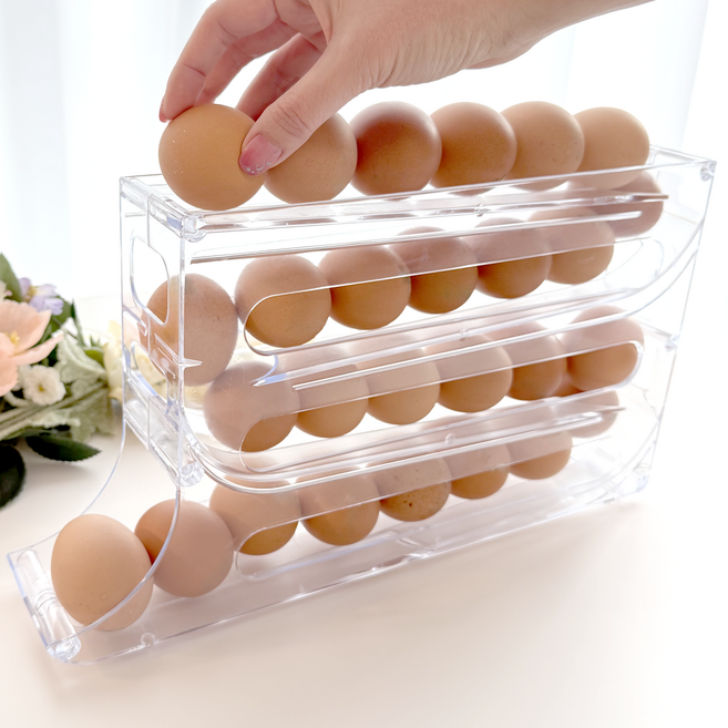 한주 자동으로 나오는 롤링 계란 보관함, 투명, 1개