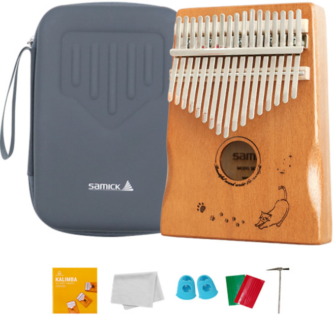 삼익악기 칼림바 고양이 올솔리드 마호가니 17키 SKLB-17 CAT + 하드 케이스 세트, 1개