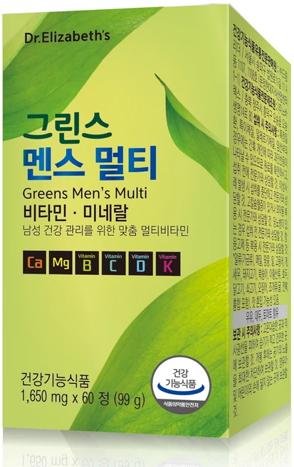 닥터엘리자베스 그린스 멘스 멀티비타민 99g, 60정, 1개 - 쿠팡