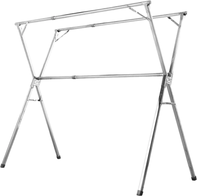 Cotton Field 棉花田傢飾 晴朗不鏽鋼X型三桿伸縮曬衣架, 不鏽鋼 銀色, 1個