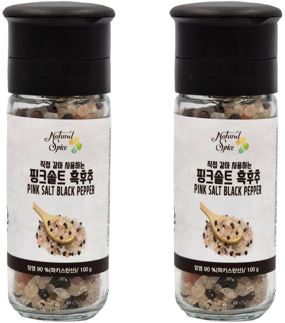내츄럴스파이스 핑크솔트 흑후추, 100g, 2개