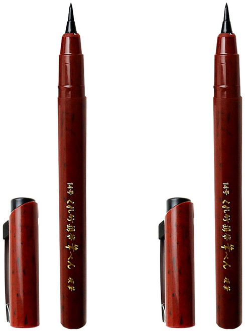 Kuretake 吳竹 攜帶型硬筆, 黑色 + 綠色, 2支