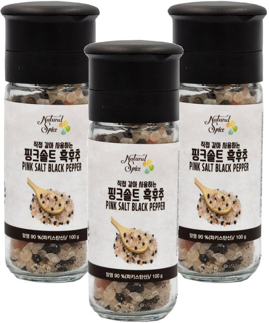 내츄럴스파이스 핑크솔트 흑후추, 100g, 3개