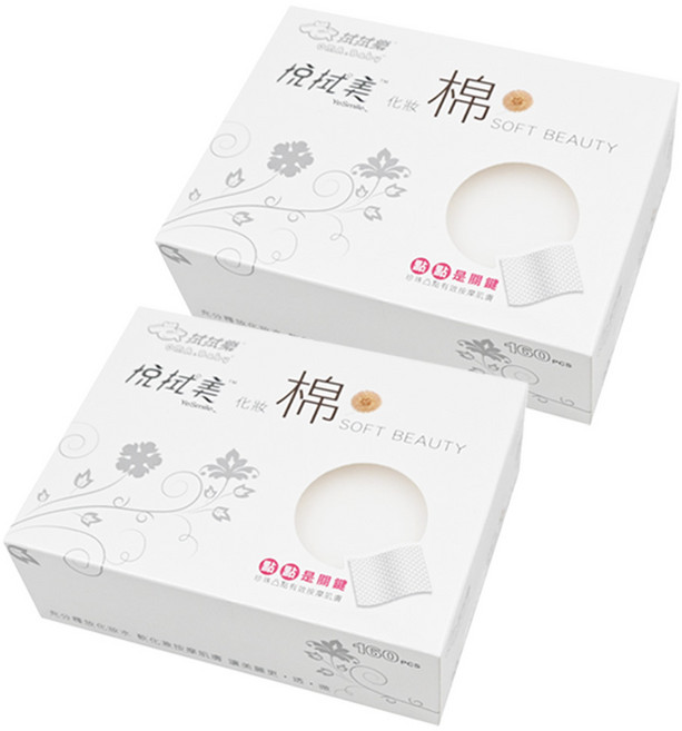 OMA&Baby 拭拭樂 悅拭美 化妝棉 點點凹凸表面 7 x 10cm 珍珠圓點設計, 160片, 2盒