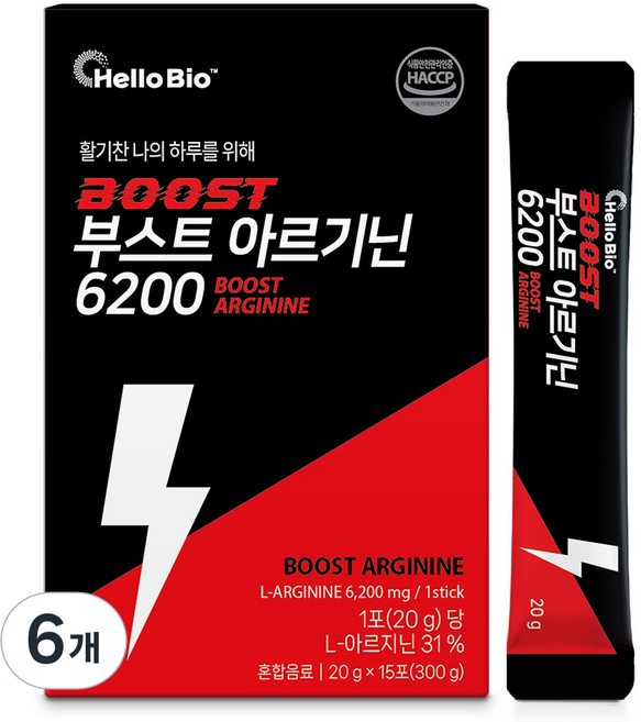 헬로바이오 부스트 아르기닌 6200, 6개, 300g