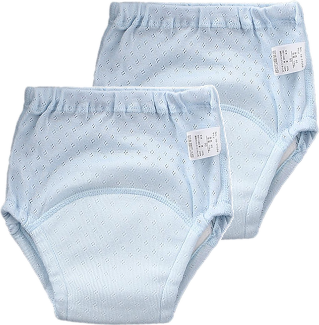 Bebehome 6層紗紗布學習褲/透氣親膚尿布褲, 藍色, 2件