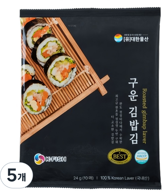대한물산 구운 김밥김 10p, 24g, 5개