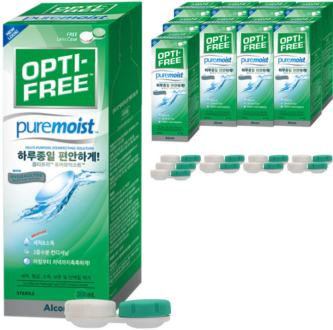 옵티프리 퓨어모이스트 렌즈세정액 + 렌즈케이스, 300ml, 10개
