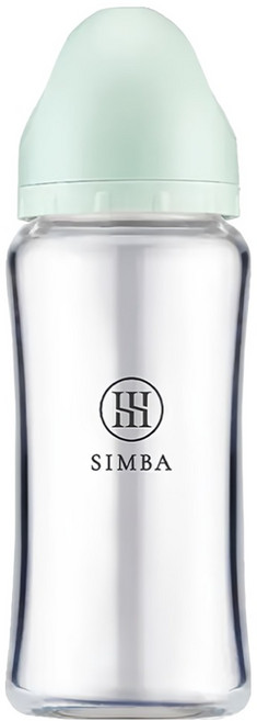 Simba 小獅王辛巴 蘊蜜質金玻璃寬口防脹氣奶瓶, 綠沐, 270ml, 1個