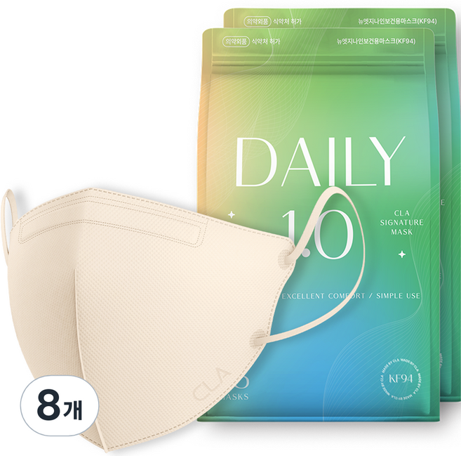 CLA 데일리 보건용 마스크 대형 KF94, 25개입, 8개, 스킨베이지