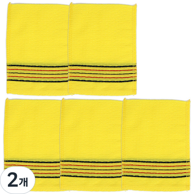 샤바스 때밀이 타월 고급, 노랑, 5개입, 2개