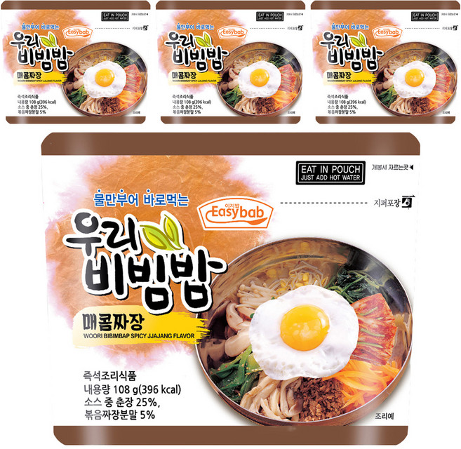 이지밥 우리비빔밥 매콤짜장, 108g, 4개