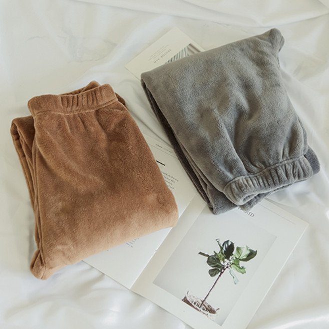 글램공감 여성용 포그니 융털 극세사 수면바지 2종 세트