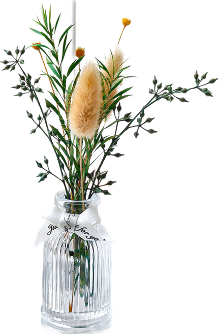 LONGFINE 朗氛 植物精油 ins北歐乾燥花無火香薰擺飾 50ml, 木質檀香, 花卉裝飾