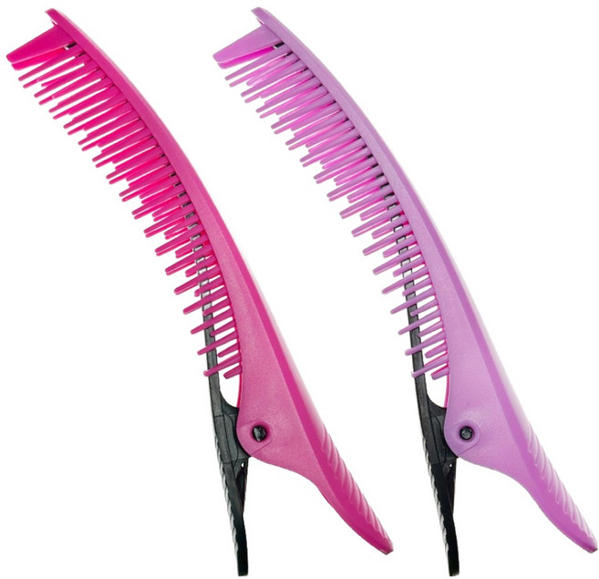 키스뉴욕 레드 전문가용 프리미엄 논슬립 헤어집게핀 2종 세트 대형, 1세트, 핑크, 퍼플