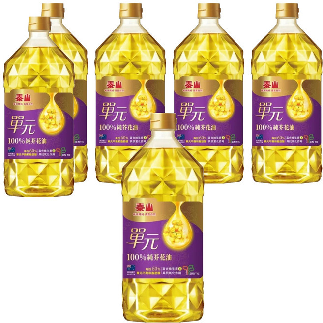 TAISUN 泰山 單元100%純芥花油, 2L, 6桶