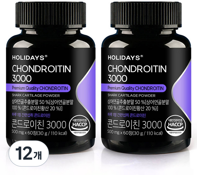 홀리데이즈 콘드로이친 3000, 60정, 12개