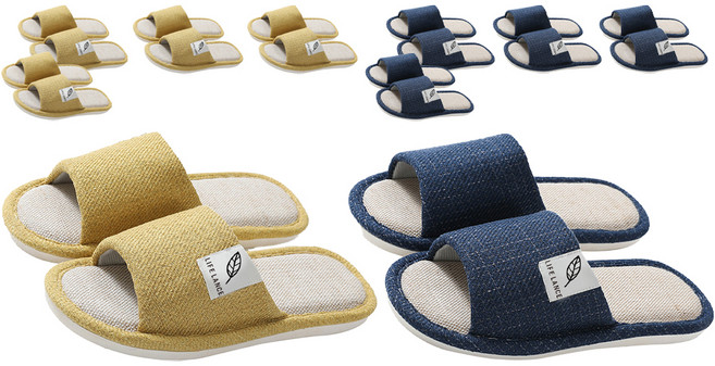 라이프란스 프리미엄 린넨 거실화 2종 세트, 옐로우+네이비, 5세트