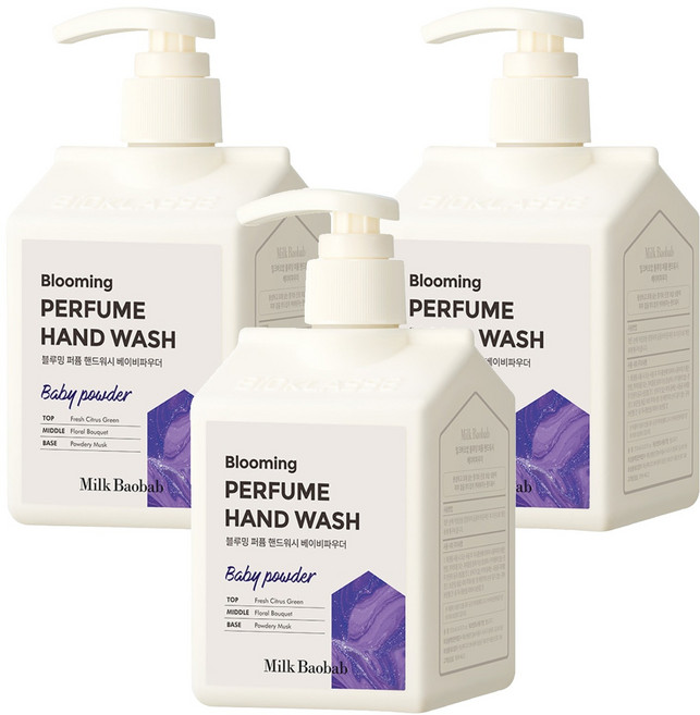 밀크바오밥 블루밍 퍼퓸 핸드워시 베이비파우더, 250ml, 3개
