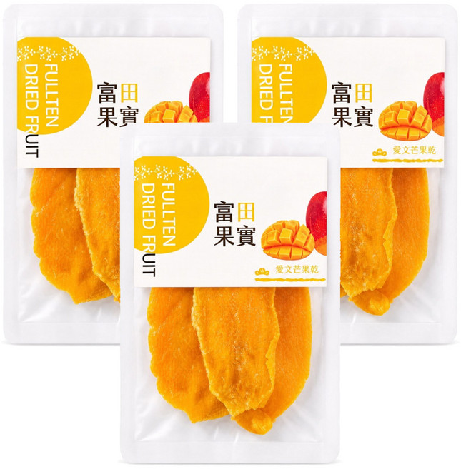 FULL TEN 富田 芒果乾, 3包, 50g