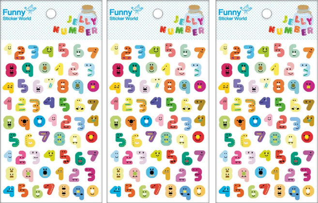 FUNNY STICKER 浮凸貼紙 3張, 多色, 1組