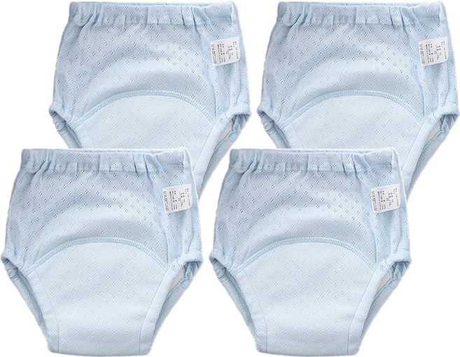 Bebehome 6層紗紗布學習褲/透氣親膚尿布褲, 藍色, 4件