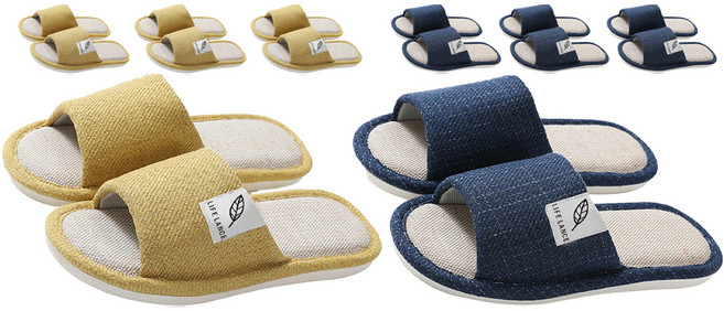 라이프란스 프리미엄 린넨 거실화 2종 세트, 옐로우+네이비, 4세트