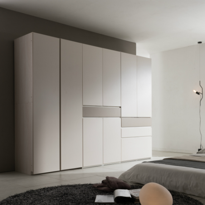 리바트 뉴트 980 긴옷장 + 3단 서랍형 옷장 + 중앙 서랍형 옷장 세트 방문설치, 화이트메플(바디) + 그레이(도어)