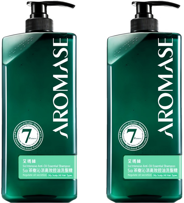 AROMASE 艾瑪絲 5α茶樹沁涼高效控油洗髮精, 400ml, 2瓶