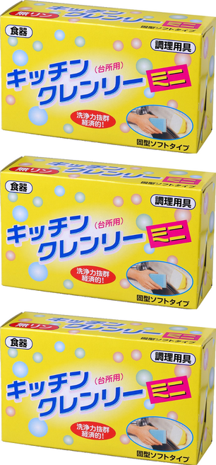 Kitchen Cleany Mini 無磷洗碗皂 濃縮固體洗劑 去除油垢, 350g, 3盒