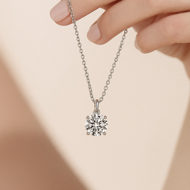 엔클레어 여성용 모이사나이트 925 18k 화이트골드 필드 랩다이아몬드 4프롱 목걸이