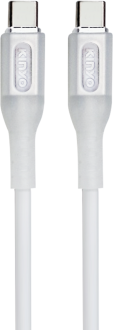Kinyo Type-C-Type-C PD充電傳輸矽膠線 27g, 1m, 白色, 1條