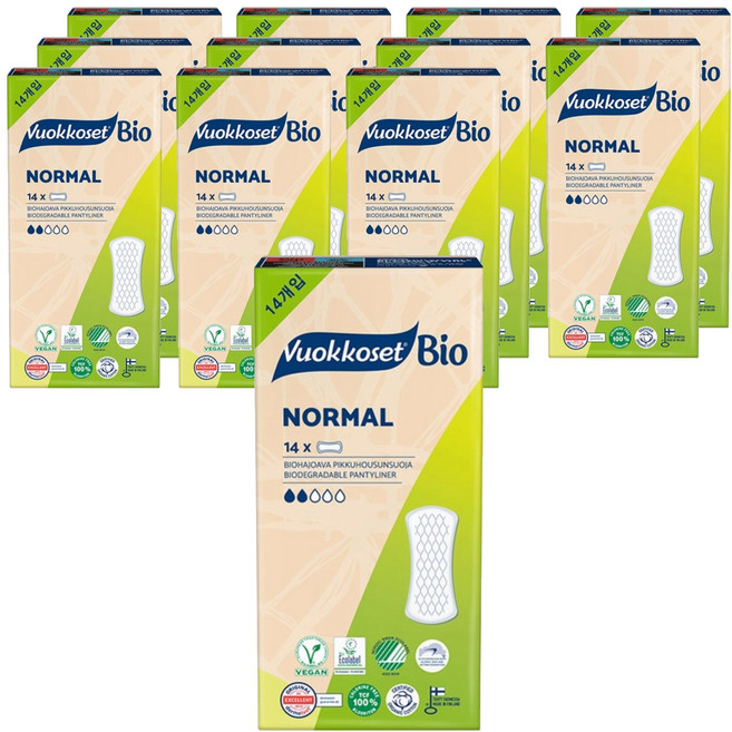 뷰코셋 바이오 팬티라이너, 일반, 14개입, 12개