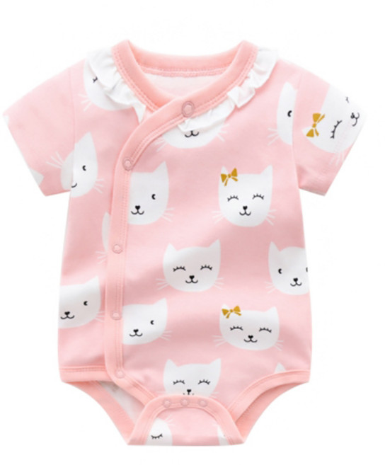 맘스케어 여아용 레이스 풀스냅 반팔 수트