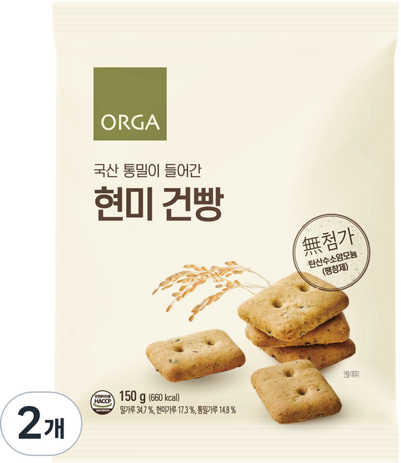 올가홀푸드 현미 건빵, 150g, 2개